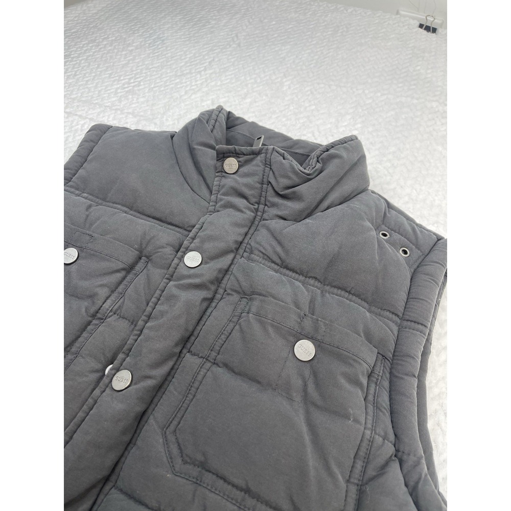 Guess Puffer Vest Men's Medium Dark Grey Full Zip Winter Outerwear